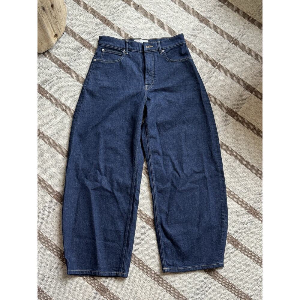 Everlane The Way High Curve Jeans Pure Blue Barrel 29R Dark Wash - Picture 2 of 9